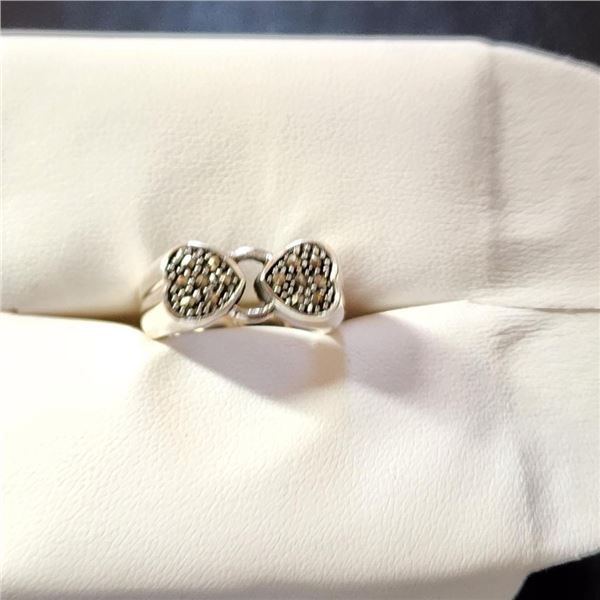 Silver Marcasite Ring (~Size 7.5)(Ring is resizable for $40) (~weight 9.84g), Suggested Retail Value
