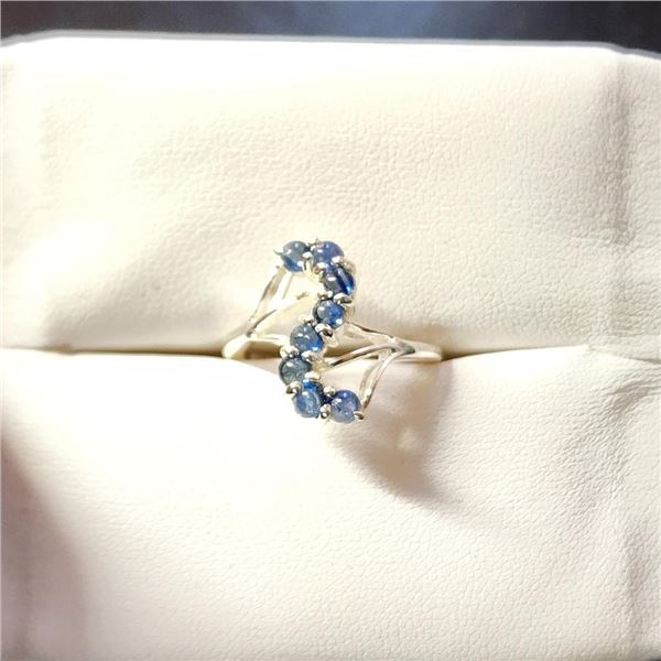 Silver Sapphire Ring (~Size 8)(Ring is resizable for $40) (~length 0 inches) (~weight 3.89g), Sugges