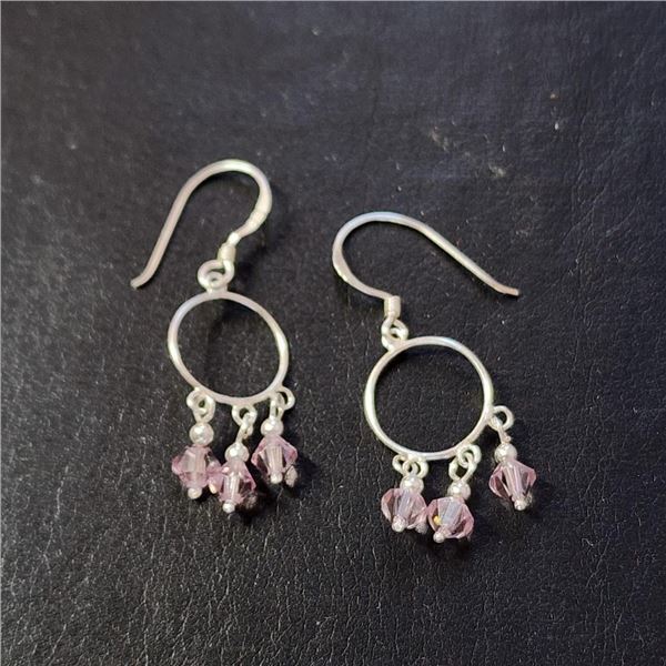 Silver Amethyst Earrings (~Size 0) (~length 0 inches), Suggested Retail Value $50