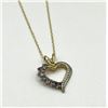 Image 1 : Gold Plated Sterling Silver Natural Iolite Heart Shape Pendant With Gold Plated Sterling Silver Chai