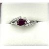 Image 1 : Sterling Silver Natural Enhanced Ruby (1ct) with CZ (0.45ct) Ring, Size 7.25, W/A $540.00. Ruby is t