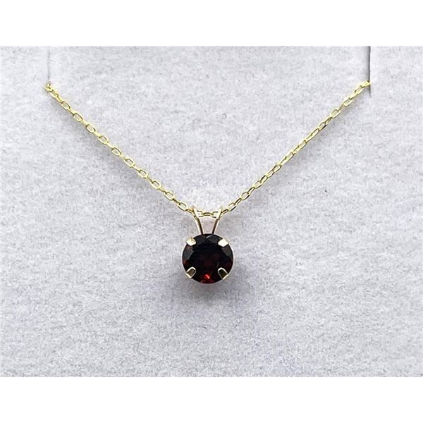 10KT Yellow Gold Natural Garnet (1.4ct) Pendant With Gold Plated Sterling Silver Chain, W/A $370.00.