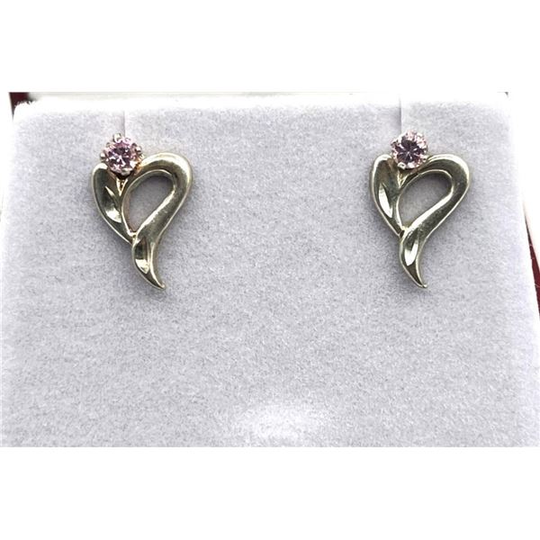 Sterling Silver Pink CZ Earrings, Retail $250.00.