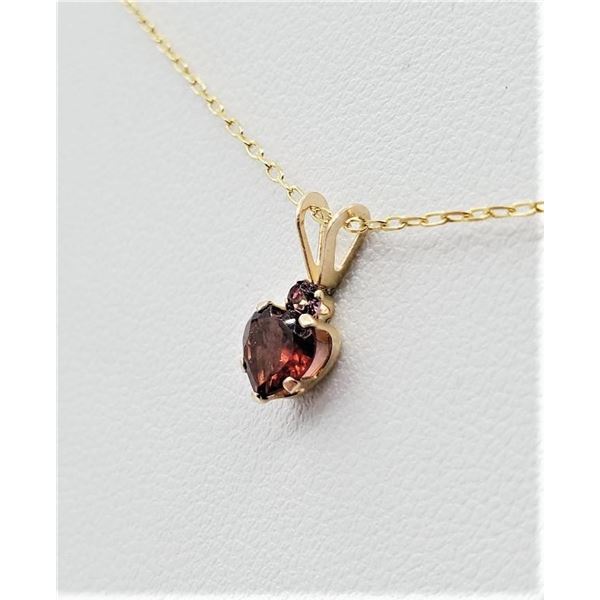 10KT Yellow Gold Natural Garnet (0.50ct) and Natural Pink Tourmaline (0.02ct) Pendant With Gold Plat
