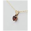 Image 1 : 10KT Yellow Gold Natural Garnet (0.50ct) and Natural Pink Tourmaline (0.02ct) Pendant With Gold Plat