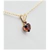 Image 4 : 10KT Yellow Gold Natural Garnet (0.50ct) and Natural Pink Tourmaline (0.02ct) Pendant With Gold Plat