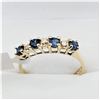 Image 1 : 10KT Yellow and White Gold Natural Blue Sapphire (0.40ct) with Diamond (0.03ct) Ring, Size 6.5, W/A 