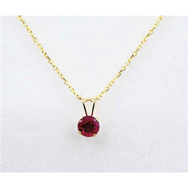 10KT Yellow Gold Natural Enhnaced Ruby Pendant With Gold Plated Sterling Silver Chain, Retail $400.0