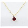 Image 2 : 10KT Yellow Gold Natural Enhnaced Ruby Pendant With Gold Plated Sterling Silver Chain, Retail $400.0