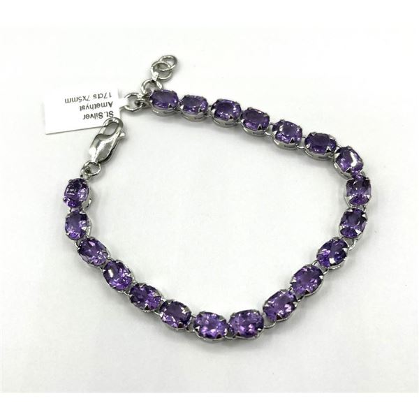Sterling Silver Natural Amethyst (17ct) Bracelet, W/A $800.00. Amethyst is the birthstone for Februa