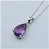 Image 4 : Sterling Silver Natural Amethyst (4ct) Pear Shape Pendant With Sterling Silver Chain, W/A $670.00.