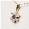 Image 4 : 10KT Yellow Gold Natural Tanzanite and CZ Flower Pendant with Gold Plated Sterling Silver Chain, Ret