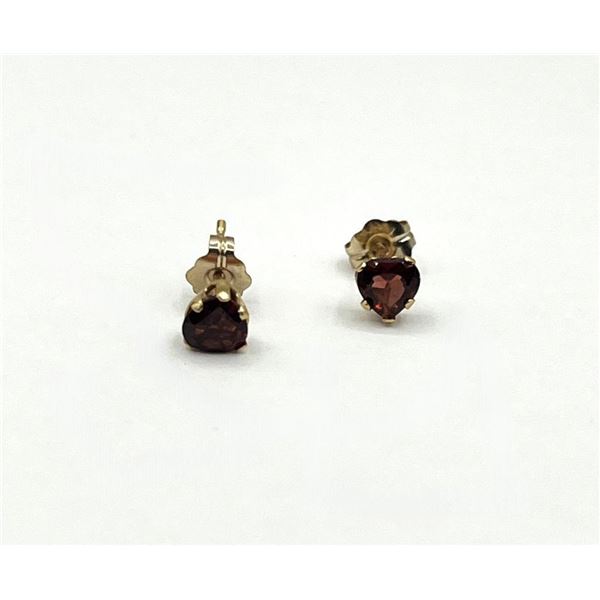 10KT Yellow Gold Natural Garnet Heart Shape Earrings, Retail $380.00. Garnet is the birthstone for J