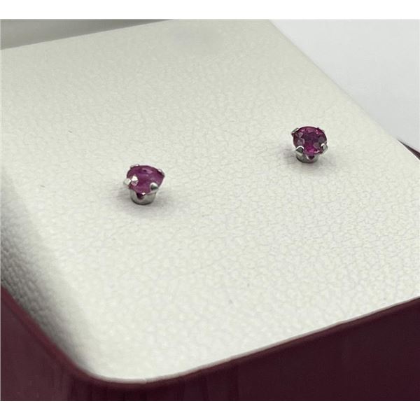 10KT White Gold Natural Ruby (0.28ct) Stud Earrings, W/A $495.00. Ruby is the birthstone for July.