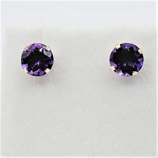14KT Yellow Gold Natural Amethyst (2.5ct) Earrings, W/A $600.00. Amethyst is the birthstone for Febr