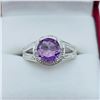 Image 1 : Sterling Silver Natural Amethyst (1.5ct) with Natural Diamond (0.01ct) Ring, Size 8, W/A $600.00. Am