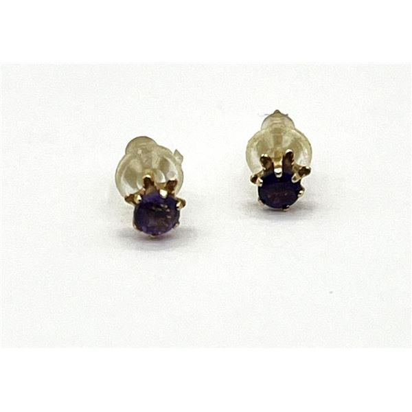 14KT Yellow Gold Natural Amethyst (0.24ct) Earrings, W/A $590.00. Amethyst is the birthstone for Feb