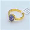 Image 4 : Gold Plated Sterling Silver Natural Tanzanite (0.65ct) with CZ (0.20ct) Ring, Size 7, W/A $755.00. T