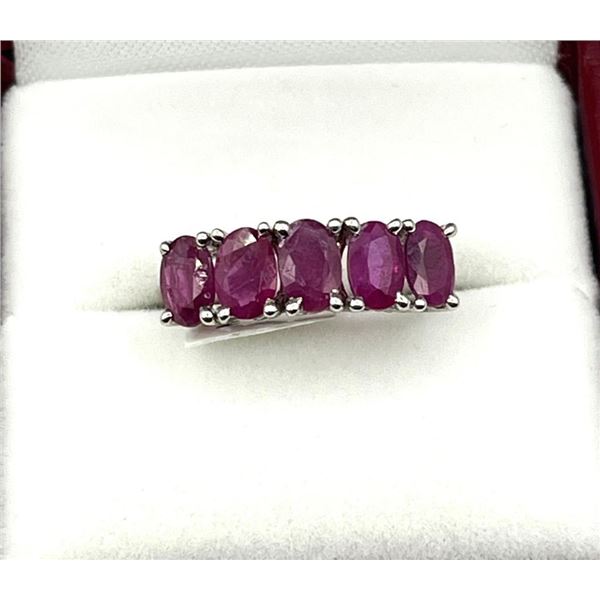 14KT White Gold Natural Enhanced Ruby (3.15ct) Ring, Size 6.75, W/A $1215.00. Ruby is the birthstone