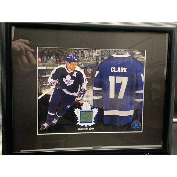WENDEL CLARK #17 - COLLECTOR FRAMED PICTURE WITH MAPLE LEAF GARDENS GAME USED SEAT PIECE: issued by: