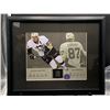 Image 1 : SIDNEY CROSBY #87 - COLLECTOR FRAMED PICTURE WITH GAME USED STICK PIECE: issued by: GREATS OF THE GA