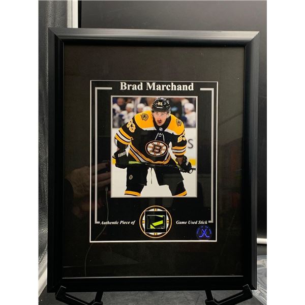 BRAD MARCHAND #63 - COLLECTOR FRAMED PICTURE WITH GAME USED STICK PIECE: issued by: GREATS OF THE GA