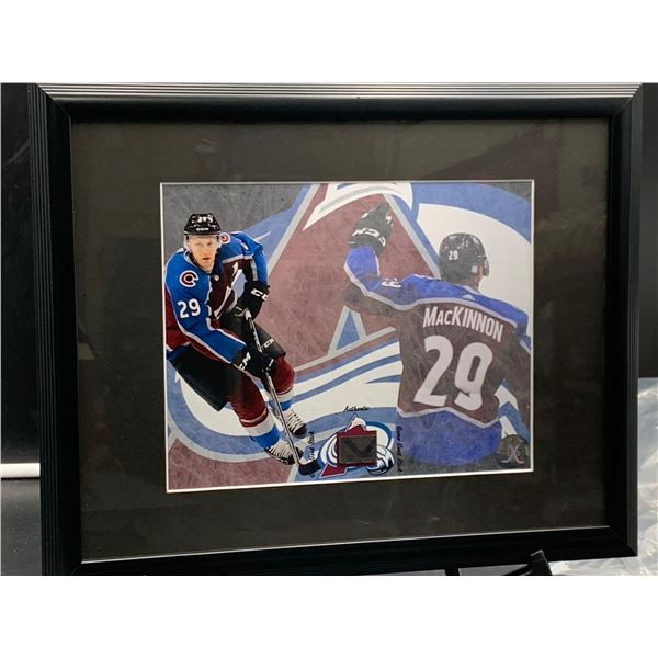NATHAN MCKINNON #29 - COLLECTOR FRAMED PICTURE WITH GAME USED STICK PIECE: issued by: GREATS OF THE 