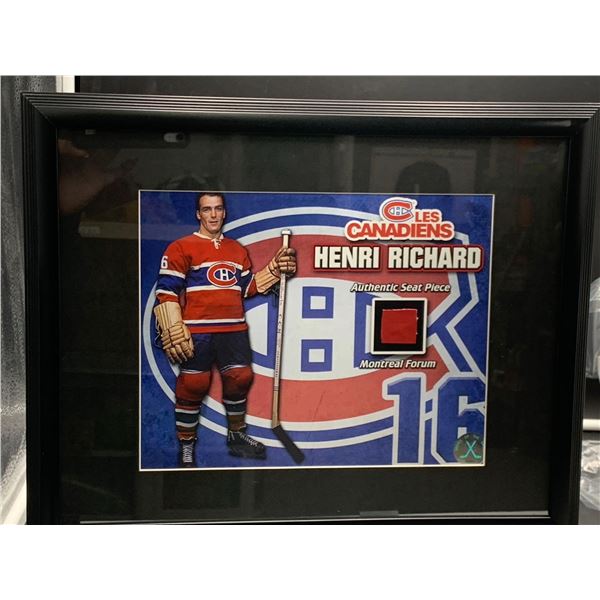 HENRI RICHARD #16 - COLLECTOR FRAMED PICTURE WITH AUTHENTIC FORUM SEAT PIECE: issued by: GREATS OF T