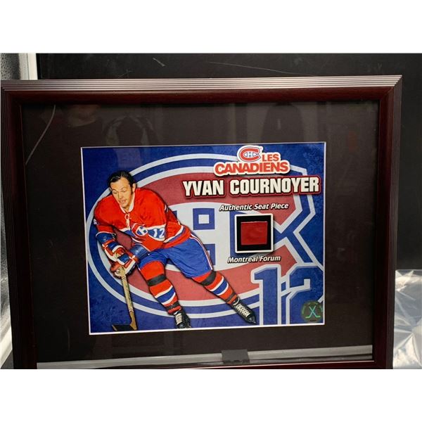YVAN COURNOYER COLLECTOR FRAMED PICTURE WITH AUTHENTIC MONTREAL FORUM SEAT PIECE