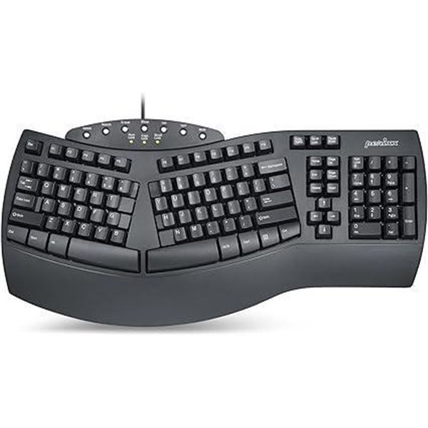 Perixx PERIBOARD-512 Ergonomic Split Keyboard - Natural Ergonomic Design - Black - Bulky Size 19.09"
