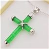 Image 2 : Sterling Silver Jadeite (8.5ct) Cross Pendant With Sterling Silver Chain, W/A $460.00.