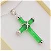 Image 3 : Sterling Silver Jadeite (8.5ct) Cross Pendant With Sterling Silver Chain, W/A $460.00.