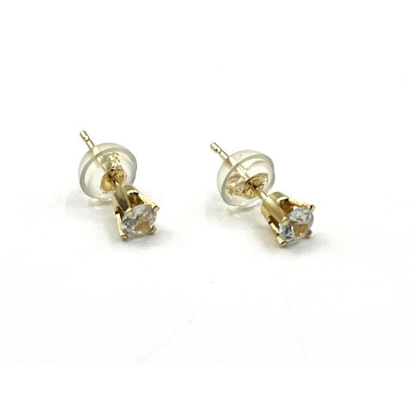 14KT Yellow Gold Natural White Zircon (0.50ct) Earring, W/A $460.00.