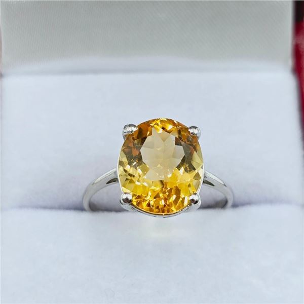 Sterling Silver Natural Citrine (4ct) Ring, Size 7, W/A $635.00. Citrine is the birthstone for Novem
