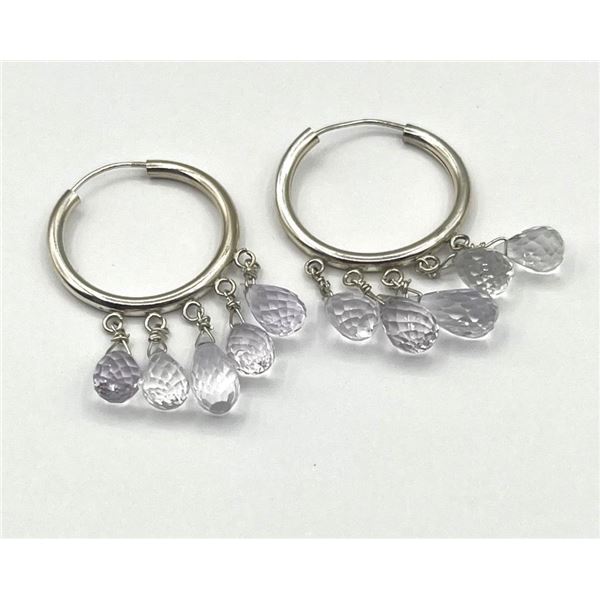 Sterling Silver Natural Amethyst (12ct) Hoop Earrings, W/A $600.00. Amethyst is the birthstone for F