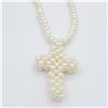 Image 1 : Freshwater Pearl 4.5-5.5mm 18" Cross Necklace, W/A $1000.00.