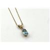 Image 1 : 10KT Yellow Gold Natural Blue Topaz (0.50ct) with Diamond (0.02ct) Pendant with 10kt Yellow Gold Cha