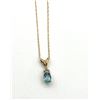 Image 2 : 10KT Yellow Gold Natural Blue Topaz (0.50ct) with Diamond (0.02ct) Pendant with 10kt Yellow Gold Cha