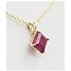 Image 2 : 10KT Yellow Gold Natural Ruby (1.65ct) Pendant With Gold Plated Sterling Silver Chain, W/A $720.00.