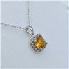 Image 3 : Sterling Silver Natural Citrine (1.4ct) and Diamond (0.02ct) Pendant With Sterling Silver Chain, W/A