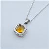 Image 4 : Sterling Silver Natural Citrine (1.4ct) and Diamond (0.02ct) Pendant With Sterling Silver Chain, W/A