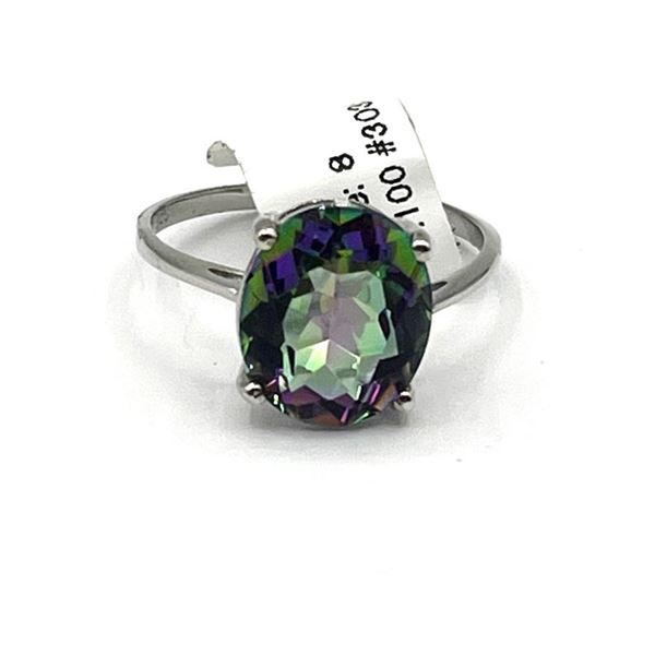 Sterling Silver Natural Mystic Quartz (5ct) Ring, Size 8, W/A $370.00.