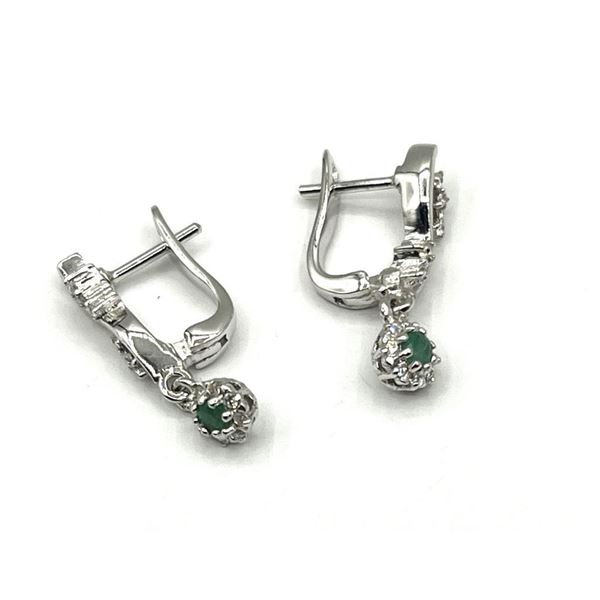 Sterling Silver Natural Emerald (0.20ct) with CZ (0.15ct) Earrings, W/A $635.00. Emerald is the birt