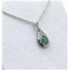 Image 3 : Sterling Silver Natural Emerald (0.55ct) and Diamond (0.06ct) With Sterling Silver Chain, W/A $760.0