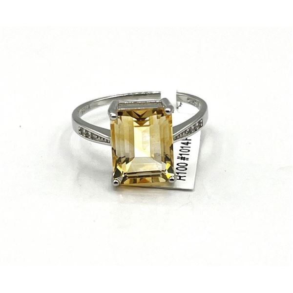 Sterling Silver Natural Citrine (3.5ct) with CZ (0.06ct) Ring, Size 8, W/A $470.00. Citrine is the b