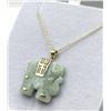 Image 1 : 14KT Yellow Gold Jadeite Elephant Pendant With Gold Plated Sterling Silver Chain, Retail $500.00.