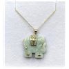 Image 2 : 14KT Yellow Gold Jadeite Elephant Pendant With Gold Plated Sterling Silver Chain, Retail $500.00.