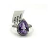 Image 1 : Sterling Silver Natural Amethyst (4ct) with CZ (0.35ct) Ring, Size 5.75, W/A $500.00. Amethyst is th