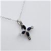 Image 2 : Sterling Silver Natural Blue Sapphire (0.30ct) and CZ (0.60ct) Pendant With Sterling Silver Chain, W