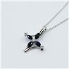 Image 3 : Sterling Silver Natural Blue Sapphire (0.30ct) and CZ (0.60ct) Pendant With Sterling Silver Chain, W